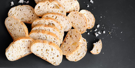 Sliced homemade bread with sesame and flax seeds