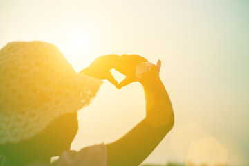 kid silhouette,Moments of the child's joy. On the Nature sunset