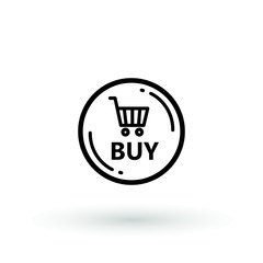 Sale icon : buy now signage. shopping cart buy now line icon button in vector file isolated on white background.