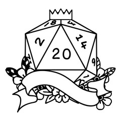 natural twenty D20 dice roll illustration