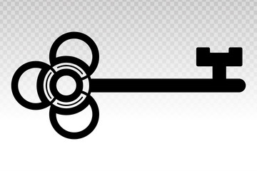 Lock key vector line art icon on a transparent background