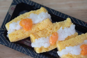 Traditional Japanese omelette with Ebiko on top