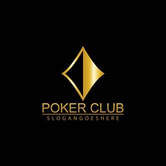 Gold Poker Logo Vector in Elegant Style with Black Background. Poker Club Logo Design for Casino Business, Gamble, Card Game, Speculate, etc