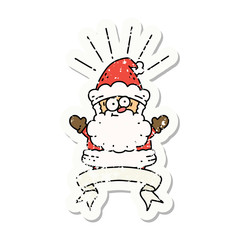 grunge sticker of tattoo style santa claus christmas character