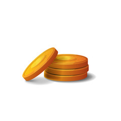 A stack of gold coins in a 3D cartoon game style isolated on a white background for your creativity. Game icons