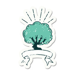 grunge sticker of tattoo style tree