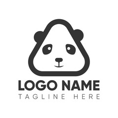 Panda triangle logo design. Panda triangle icon design