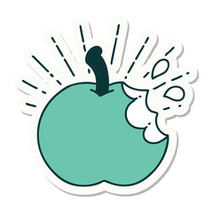 Obraz premium sticker of tattoo style bitten apple