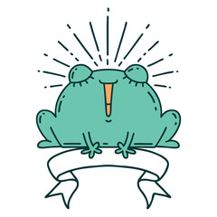 banner with tattoo style happy frog