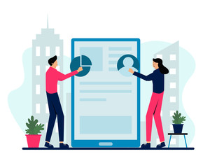 Flat vector illustration design of teawork planning