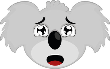 Vector illustration of the face of a cartoon koala with its sad eyes