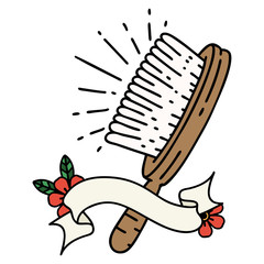 banner with tattoo style hairbrush
