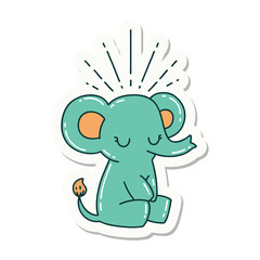 sticker of tattoo style cute elephant