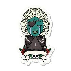 crying orc rogue character with natural one roll sticker