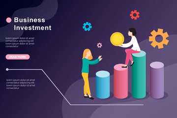 
People work with business investment vector illustration.