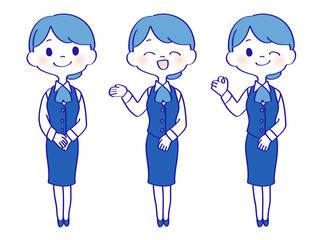 働く女性　ブルー　セット