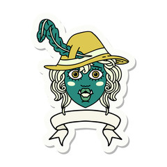 orc bard character with banner sticker