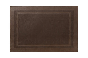Top view of isolated brown placemat for food. Empty space for your design