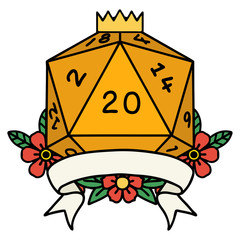 natural 20 critical hit D20 dice roll illustration