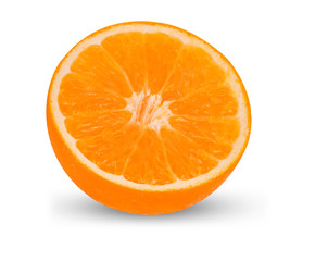 slice orange fruit isolated on white background