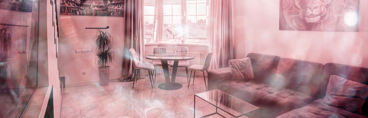 Modern interior of a large and cozy living room