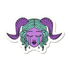 crying tiefling character face sticker