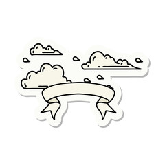 sticker of tattoo style floating clouds