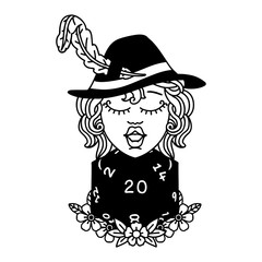 human bard with natural 20 dice roll illustration