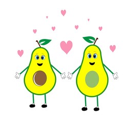 avocado lovers  cartoon illustration vector