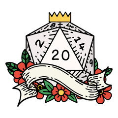 natural twenty D20 dice roll illustration