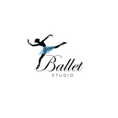 Logo for a ballet or dance studio. Silhouette of a girl dancing isolated on a white background. Vector illustration