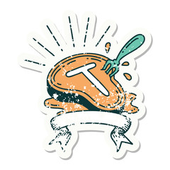 grunge sticker of tattoo style steak and fork