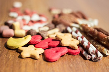 Dog tasty colored biscuits, snacks for dogs 