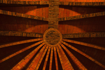 Church of Colonia Guell interior ceiling close-up, Santa Coloma de Cervello, Spain