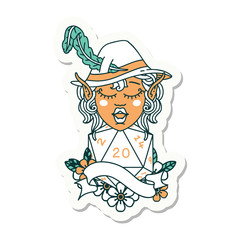elf bard character with natural twenty sticker