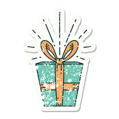 grunge sticker of tattoo style christmas present