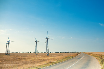 Windmills for electric power production.
