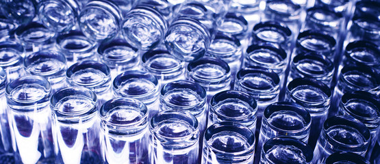 inverted glasses in the evening bar closeup