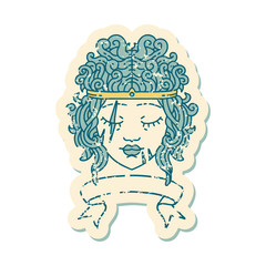 human barbarian character with banner illustration