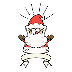 banner with tattoo style santa claus christmas character