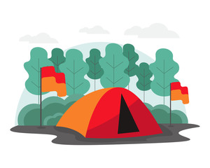Outdor camping flat design vector illustration