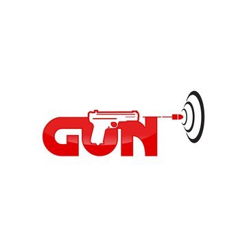 Fast Pistol Logo. Gun Logo With Motion Effect, simple modern round hunting target vector logo design template inspiration