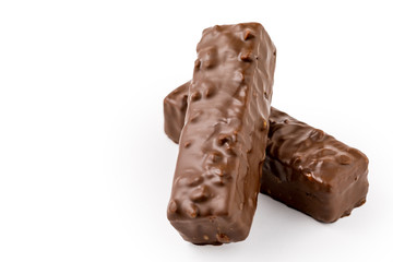 waffle chocolate dessert on a white isolated background.