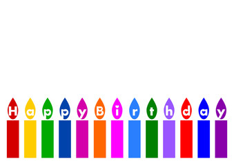 バースデーカードのイラスト: カラフルなキャンドル 