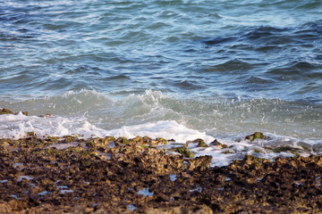 sea waves on the rocky beach