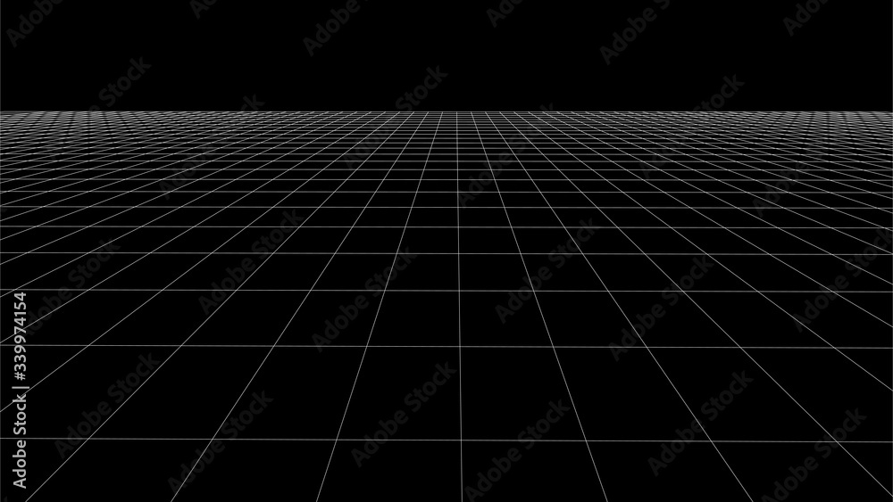 Aufkleber abstract wireframe perspective grid on white background widescreen illustration.