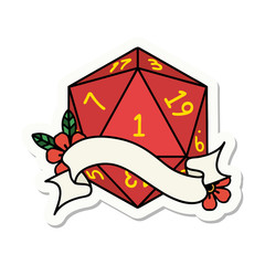 natural one d20 dice roll sticker