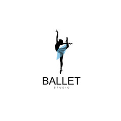 Logo for a ballet or dance studio. Silhouette of a girl dancing isolated on a white background. Vector illustration