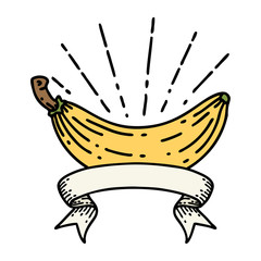 banner with tattoo style banana