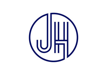Elegant Initial JH Logo Design in Blue Circular Monogram for Business Identity
